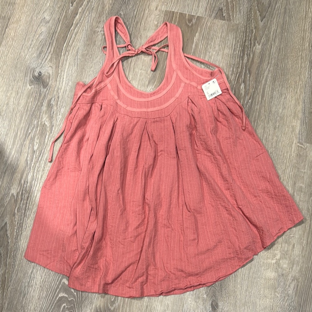Free People Orange Pink Sleeveless Tie Front Tank